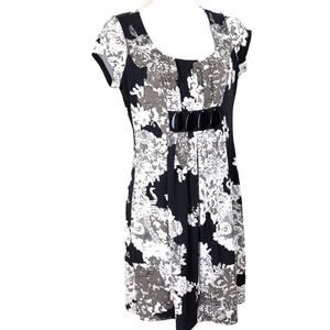 Enfocus Studio Black White Floral Jersey Knit Dress 6